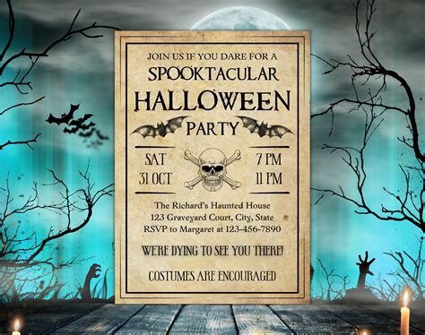 Editable Halloween Invitation Adult Costume Party Digital Etsy