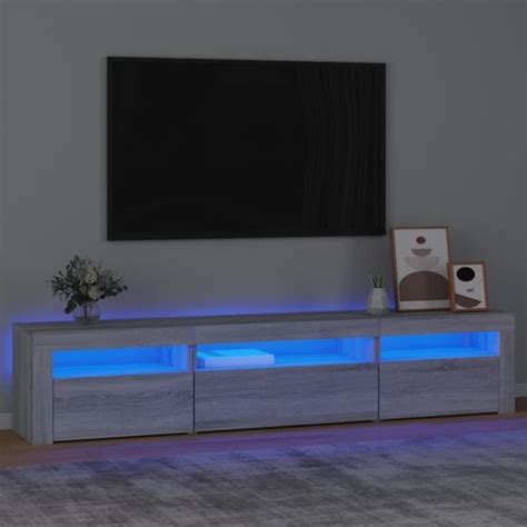 Meuble Tv Avec Lumi Res Led Sonoma Gris Cdiscount Maison