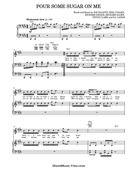 Download Pour Some Sugar On Me Sheet Music Pdf Def Leppard Download