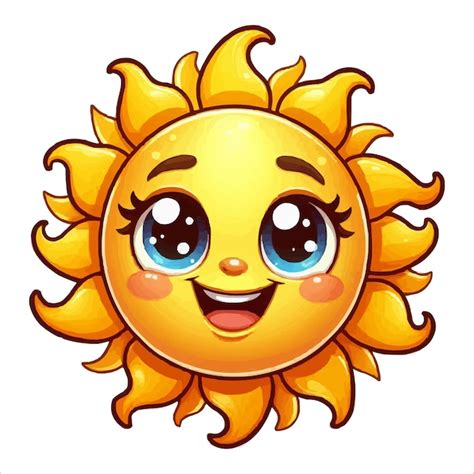 Premium Vector A Smiling Sun With Big Eyes And A Smile On Its Face Is