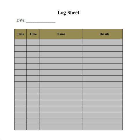 Free Printable Log Sheets Templates