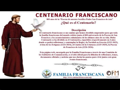 Qué es el Centenario franciscano 800 años de la Pascua de nuestro