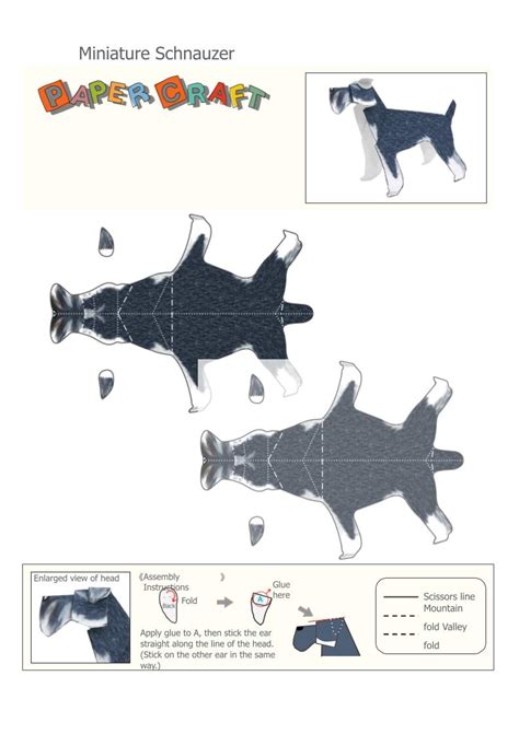 Papercraft Schnauzer Figura De Papel D De Schnauzer En Pdf