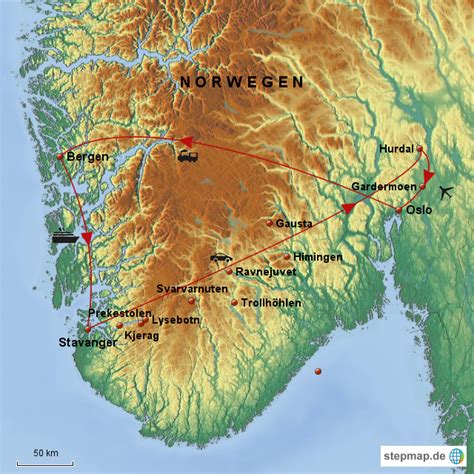 StepMap Norwegen 2013 Landkarte für Norwegen