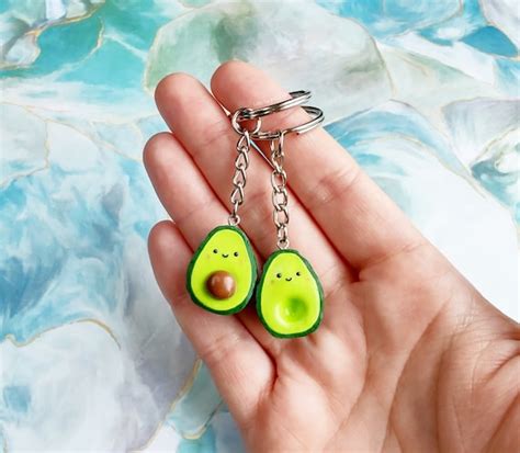 Avocado Keychain Set Matching Bff Avocados Kawaii Food Etsy