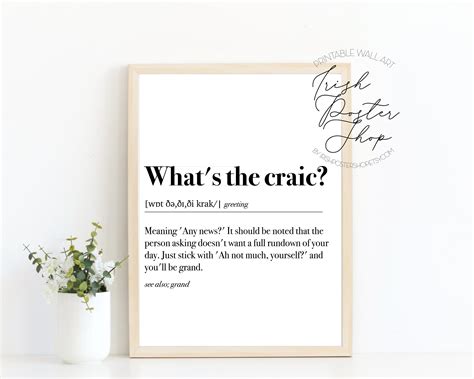 What S The Craic Definition Irish Art Poster Irish Etsy Uk