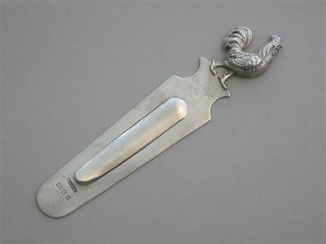 George V Silver Cockerel Bookmark Retailed By Asprey By Sampson Mordan