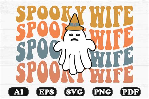 Spooky Wife Retro Wavy Svg Halloween Graphic By Hosneara 4767