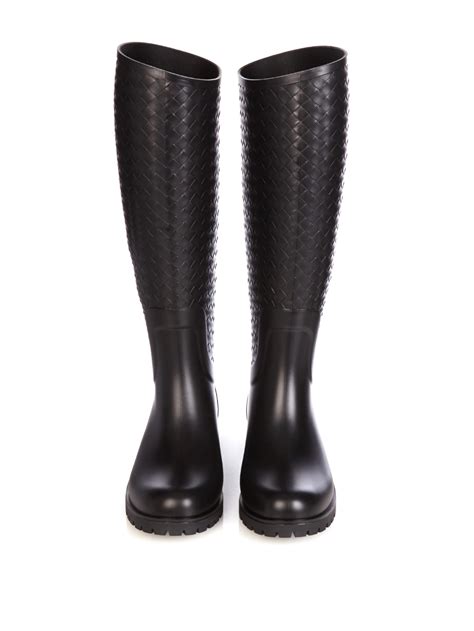 Lyst Bottega Veneta Intrecciato Rubber Rainboots In Black