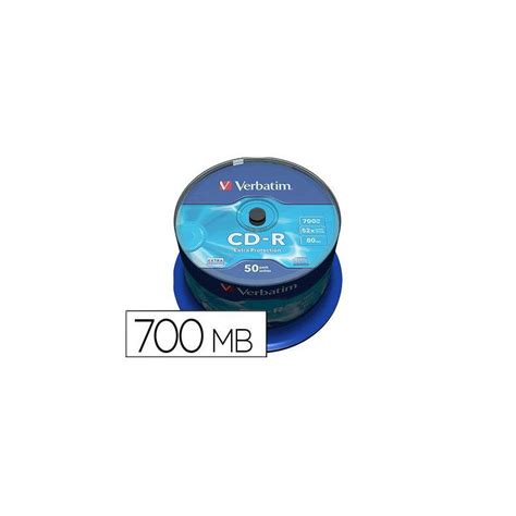 CD R VERBATIM CAPACIDAD 700MB 52X 80 MIN TARRINA DE 50 UNIDADES 155619