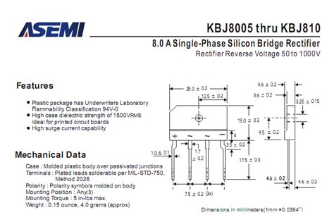 ASEMI整流桥KBJ810中文资料 KBJ810参数 KBJ810 PDF资料 KBJ810规格书下载 整流桥 ASEMI整流桥 台湾