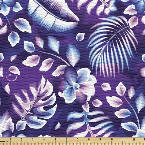 Ambesonne Floral Fabric By The Yard Tropical Forest Leafy Art Yards