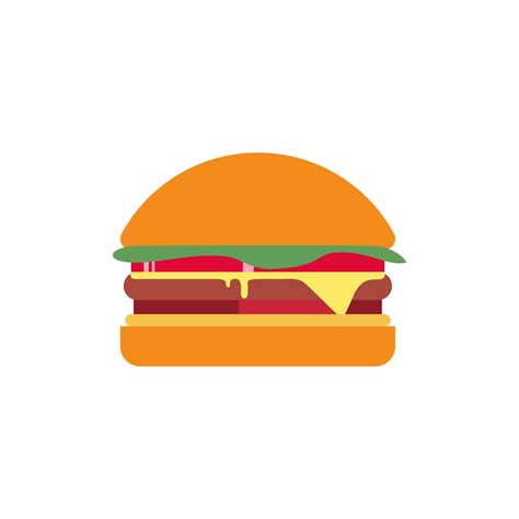 Burger Flat Design Vector Illustration Isolated On White Background