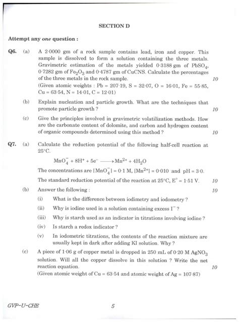 Combined Geo Scientist And Geologist Chemistry Paper I Examination