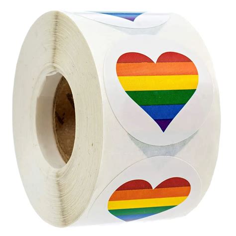 Gay Pride Sticker Rainbow Heart Design In 1 5 Circle 500 Stickers