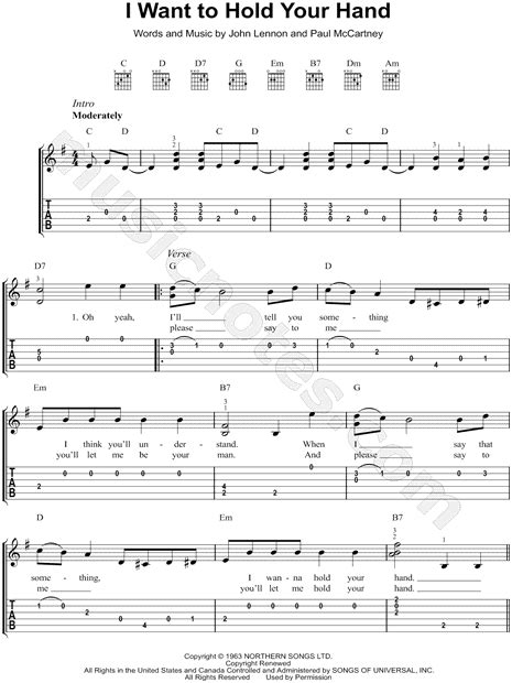 The Beatles I Want To Hold Your Hand Guitar Tab In G Major Download