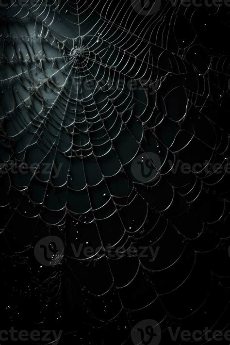 Spider Web Against Black Wall Halloween Theme Background With Dark