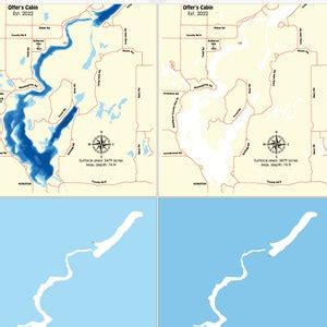 Digital File PDF SVG Long Lake Wisconsin Map Bathymetric Depth Layers