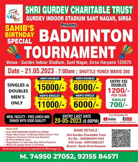 Upcoming Badminton Tournaments Badmintonpb