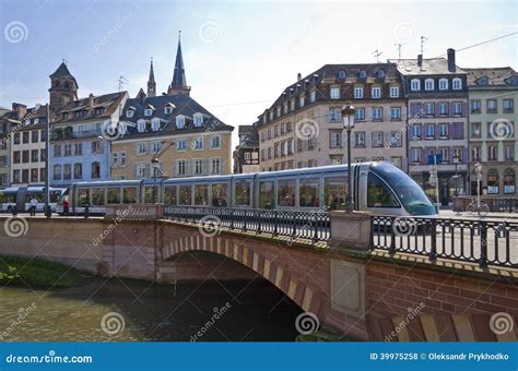 Modern Tram On The Streets Of Strasbourg France Stock Photo Image Of