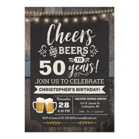 Surprise Cheers And Beers 50th Birthday Invitation