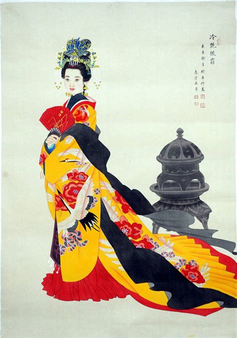 Chinese watercolour portrait paining, the princess in palace Painting ...