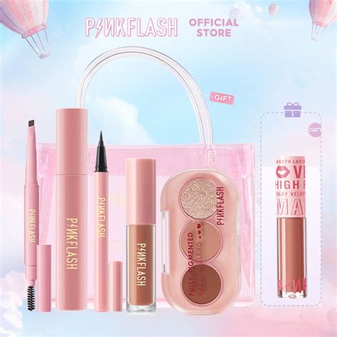 Jual Pinkflash Eye Makeup Set Shades Eyeshadow Matte Liquid Lipstik