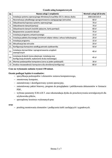 Egzamin Praktyczny E Sierpie Zadanie Technik