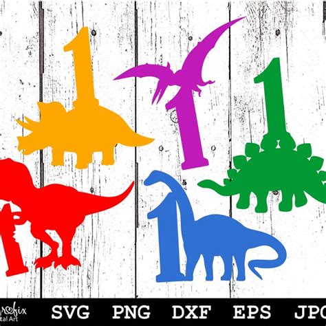 St Birthday Dinosaur Cake Toppers Svg Etsy