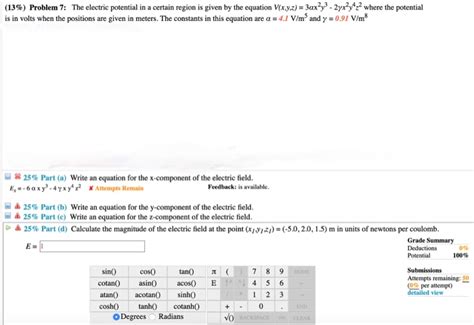 Solved 13 Problem 7 The Electric Potential In A Certain