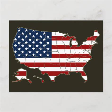 Usa Map And Flag Postcard Zazzle