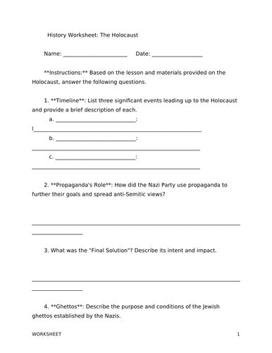 Holocaust World History Worksheet Answers Teaching Resources