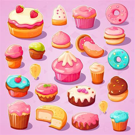 Premium AI Image | cupcake illustration tasty flat vector collection ...