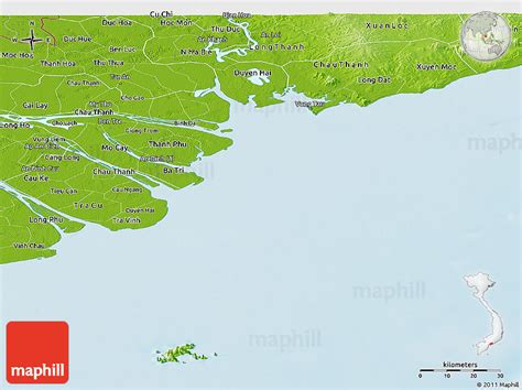 Physical Panoramic Map Of Ba Ria Vung Tau