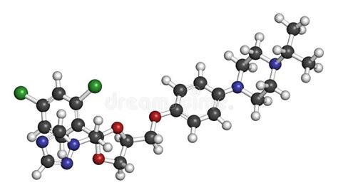 Terconazole Antifungal Drug Molecule 3D Rendering Stock Illustration