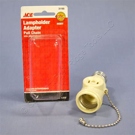 Ace Ivory Lampholder Light Socket Adapter Pull Chain W Outlet