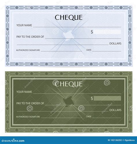 Check Cheque Chequebook Template Guilloche Pattern With Watermark