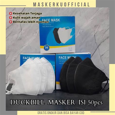 Jual Masker Duckbil Isi 50 Pcs Duckbill Face Mask Alkindo Mouson Mix