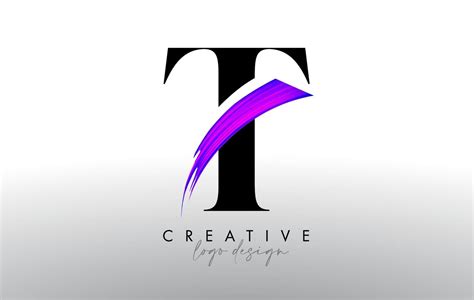 Brush Letter T Logo Design with Creative Artistic Paint Brush Stroke and Modern Look Vector ...