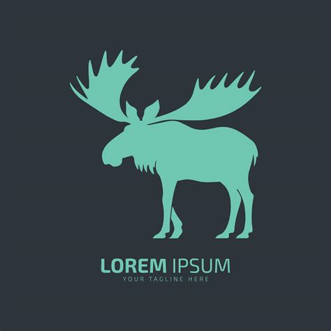 Moose Logo Fur Icon Deer Silhouette Vector Isolated Design Light Blue