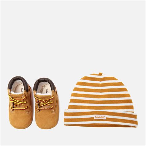 Timberland Babies Crib Bootie With Hat Gift Set Wheat Thehut