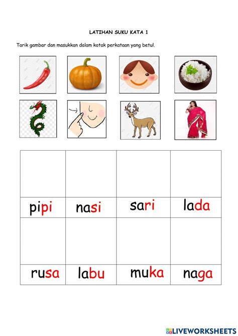 Bm Suku Kata Kv Online Worksheet In 2023 Preschool Activities Porn