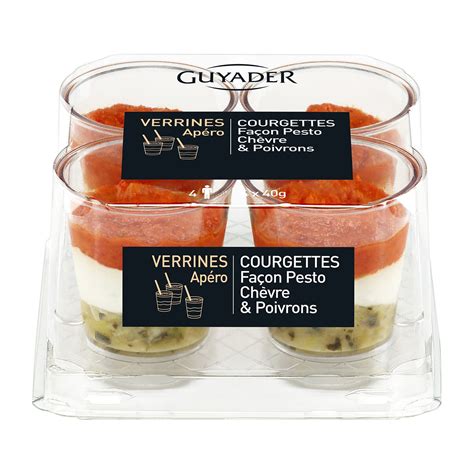 Verrines apéro courgettes façon pesto chèvre et poivrons GUYADER le