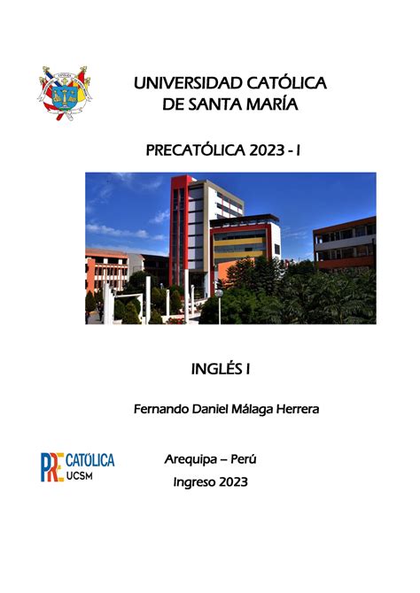 Inglés I 2023 I Una guia para practicar UNIVERSIDAD CATLICA DE