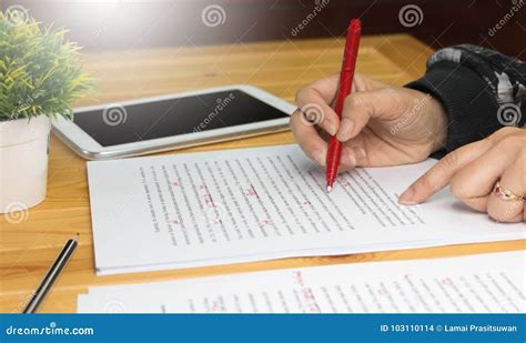 Proofreading Paper On Table Stock Photo Image Of Spelling Marks