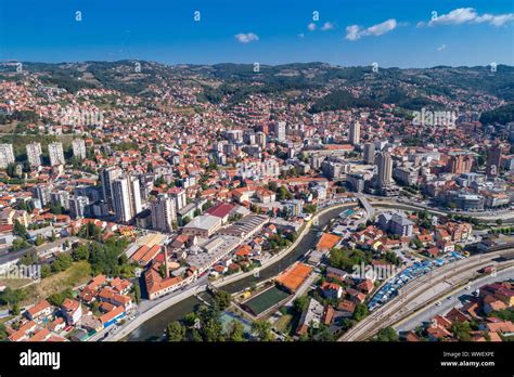 Aerial View Of City Uzice Town In Serbia Balkans Europe Stock Photo