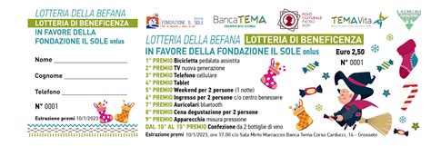 Fondazione Il Sole Lotteria Befana Beneficienza