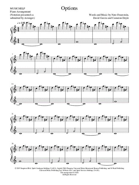 Musichelp Options Sheet Music Piano Solo In A Minor Download And Print Sku Mn0226335