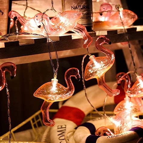 10FT Set Of 20 LED Pink Flamingo String Lights Outdoor LED Etsy