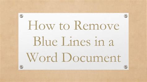 How To Remove Blue Lines In A Word Document Youtube